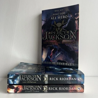 Percy Jackson Books By Rick Riordan, Young Adult Paperback Book Bundle x3 books  - image 1 of 4