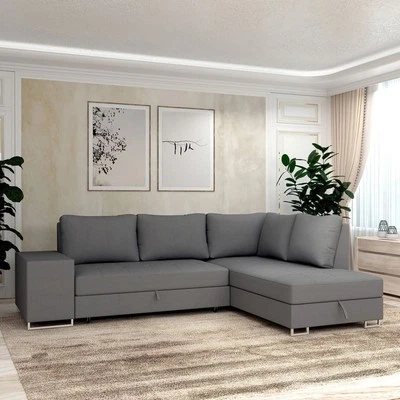 DAKO FURNITURE DAKO Corner Sofa Bed MARTHA Right Modern L-Shaped with Storage & Armrest