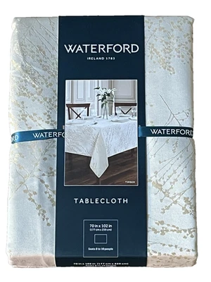 WATERFORD Timber Gold Jacquard Christmas Holiday Tablecloth,  70x 102 - Image 1 of 3