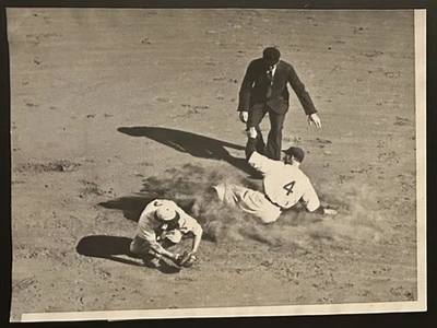 1934 Photo Type 1-Goose Goslin Detroit Tigers Safe At 2nd St. Louis World Series - Image 1 of 2