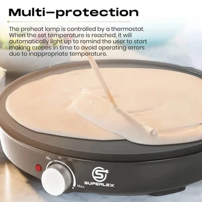 Superlex 12 Zoll Antihaft-Grillplatte Pfannkuchen & Crepe Maschine | Einstellbare Temperatur - Bild 1 von 4