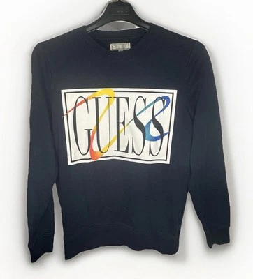 Moletom Guess Vintage Retrô Spell Out Pulôver Suéter Masculino Pequeno Azul Marinho - Imagem 1 de 4