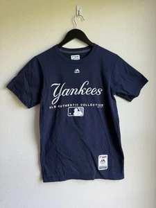 Majestic NY Yankees T-shirt Triple Peak Authentic Collection Blue Size Small - Picture 1 of 10