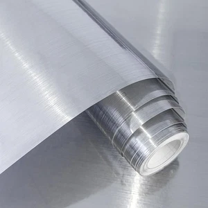 lenify Silver Stainless Steel Contact Paper Metal Look Peel and Stick Wallpap... - Picture 1 of 8