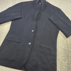 J Crew Sweater Womens XS Merino Wool Blazer Patch Pockets Black  - Picture 1 of 9