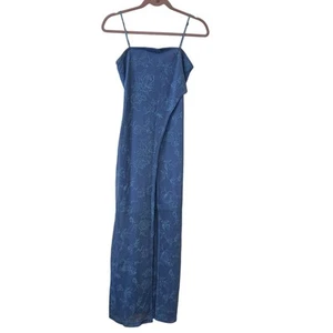Next Up Womens Sz Small Blue Overlay Sparkle Floral Maxi Dress Y2K Prom Fairy - Picture 1 of 5