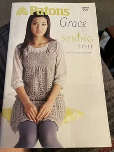 Patons Grace Spring Style To Knit & Crochet Booklet Top Bag Dress Cardigan Tank - Picture 1 of 2