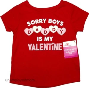 Girls Valentine's Day Tee Sorry Boys Daddy is My Holiday Top T Shirt Baby Infant - Picture 1 of 3