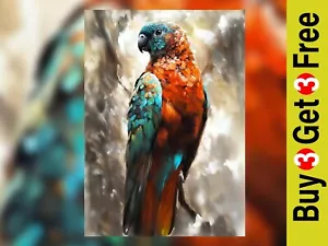 Tropical Parrot 5"x7" Print on Matte Paper | Vibrant Bird Oil Painting - Picture 1 of 18