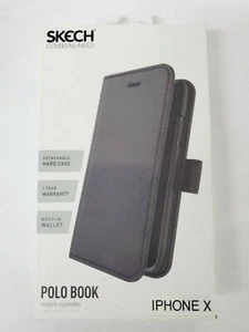Skech Polo Book Wallet Case Cover For iPhone X & iPhone XS (5.8") Black - Picture 1 of 6