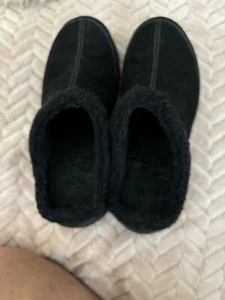 Lands End Damenschuhe 71/2 Allwetter Komfort gefütterte Clogs schwarz Wildleder - Bild 1 von 3