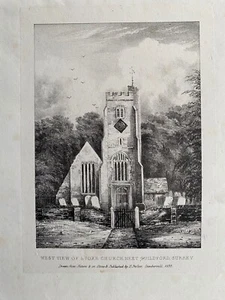 Impresión antigua de 1833; St John's, Stoke next Guildford, Surrey después de Prosser - Imagen 1 de 2