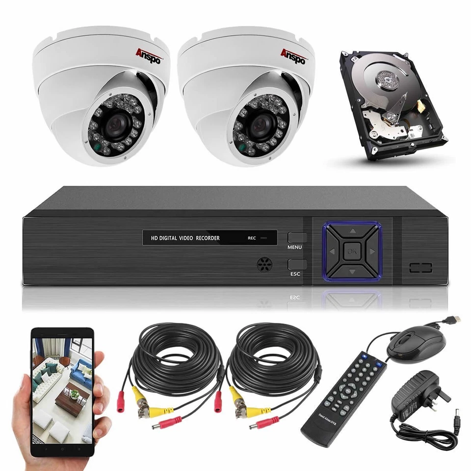 CCTV System 5mp Lite 1080p DVR Recorder Ourdoor Cameras Home Nightvision UK