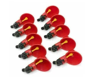 10 Poultry Water Drinking Cups Chicken Hen Plastic Automatic Drinker Feeder - Picture 1 of 10