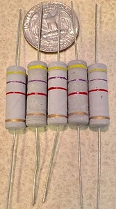 5 Stück 4,7K Ohm 4.700R 5Watt Carbon Film Widerstände 5% Toleranz  - Bild 1 von 1