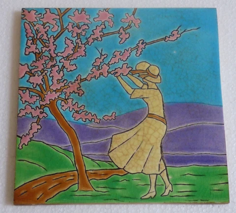 ° Most Gorgeous White Lady LONGWY Primavera - Style Art Nouveau Tile Jugendstil Cover