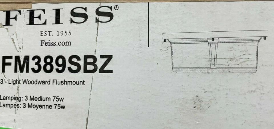 Aplique de pared Feiss FM389SBZ de montaje empotrado de 3 bombillas, acabado bronce satinado Foto 1 de 1