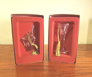 Ornament Set of 2 Vintage 2000 Gorham Crystal Champagne Wine Ice Bucket & Flute  - Picture 1 of 4