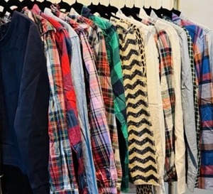 LOT 16 J Crew Women Long Sleeve Shirts Blouses denim plaid Sequin Fringe S/M/4/6 - Picture 1 of 21