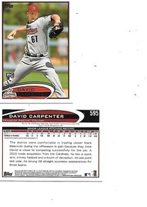David Carpenter 2012 Topps BB Rookie Card #595 BOGO FREE Houston Astros