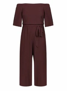 City Chic Ladies Off Shoulder Jumpsuit sizes 16 Small Colour Ox Blood - Picture 1 of 3