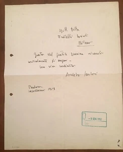 Lettera autografa di Amleto Sartori - Picture 1 of 1
