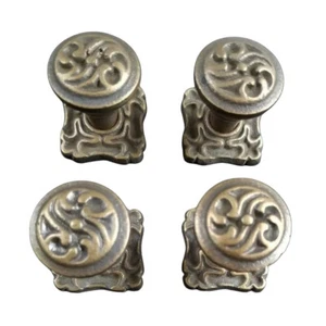 4 perillas de latón ornamentadas Art Nouveau estilo antiguo, tirones con placa posterior de 1" #K5 - Imagen 1 de 8