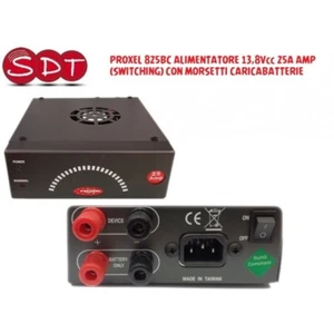 PROXEL 825BC ALIMENTATORE 13,8Vcc 20A AMP (SWITCHING) MORSETTI CARICABATTERIA - Imagen 1 de 2