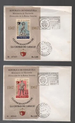 Venezuela: 1967; Scott C952 set 2 souvenir sheet in rare F.D.C regular. VS0237 - Image 1 of 2