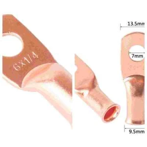 Copper Ring Terminal Crimp Welding Cable Lug Connector 1/4" Stud 50PCS 6AWG - Picture 1 of 9