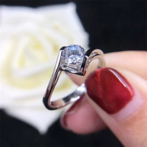 Anillo romántico de circón cúbico para mujer en forma de corazón 925 relleno de plata joyería talla 6-10 - Imagen 1 de 6