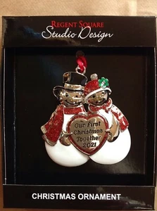 NEW STUDIO DESIGN our first christmas together 2021 heart,red scarf ornament - Picture 1 of 1