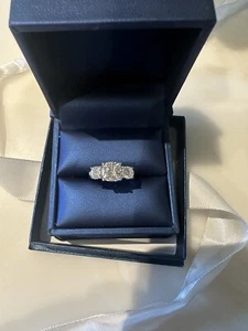 Moissanite Co. 1.8 Carat Cushion Three-Stone Engagement Ring Size 7 white gold - Picture 1 of 7