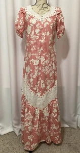 Vintage Andrade Fine Resort Apparel Floor Length Gown Size S/M Pink & Lace - Picture 1 of 19