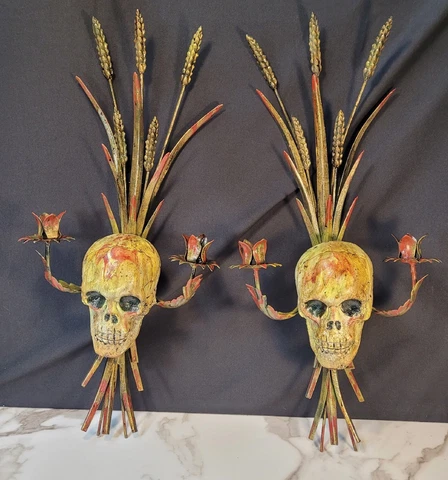 Custom, One-Of-A-Kind HALLOWEEN/HORROR, Pair of Hanging Skull Candelabra WOW! Cover