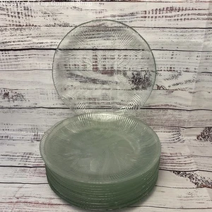 Pasari Indonesia Clear Crystal Glass Floral Design Lot Of 13 Dinner Plates 10" - Picture 1 of 4