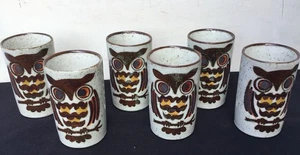 Juego de 6 tazas de jugo de búho de gres Otagiri vintage - Imagen 1 de 5