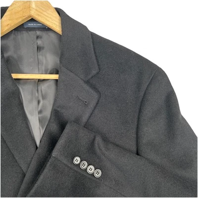 Chaps Parma Mens Overcoat 80% Wool 20% Nylon Blend Trench Coat 42L Black - Image 1 of 4