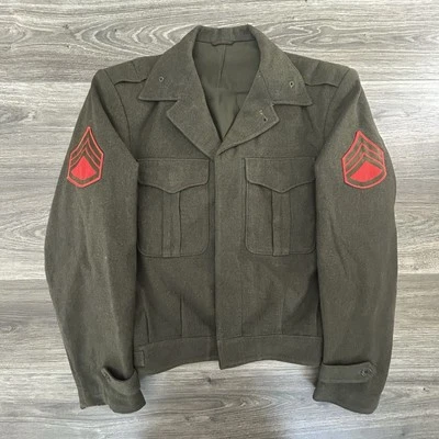 Vintage WWII USMC Marine EGA Vandergrift Ike Jacket Mens Medium Gunnery Sergeant - Image 1 of 4