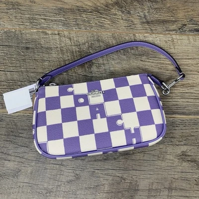 Coach Nolita 19 棋盘格印花帆布皮革 CR394 |浅紫 — 新 — 第 1/4 张图片