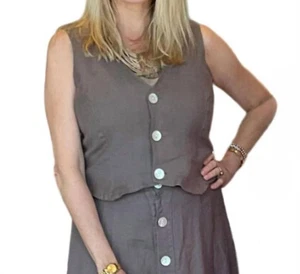 Finley Button Down Linen Vest Size L - Picture 1 of 1