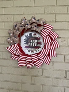 Patriotic Wreath For Front DoorDoor Hanger Red White Blue #1283 - Picture 1 of 6
