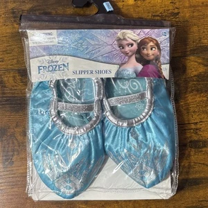 Disney Frozen Elsa Slipper Shoes Child Sizes 7-11 Grip Bottoms Blue - Picture 1 of 3