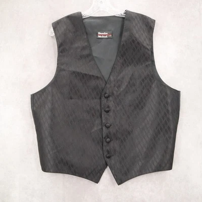 Brandon Michael Black 5 Button Peak Pattern Waistcoat Tuxedo Suit Vest Large 46R - Image 1 of 4