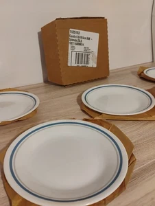 Corelle 6.75" Bread & Butter Plates Set of 5 Blue Band White Vitrelle USA - Picture 1 of 7