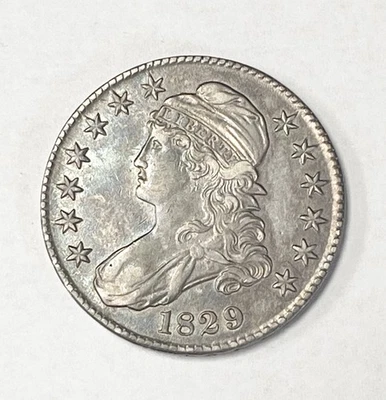 Moneda de 50 centavos de medio dólar de plata 90 % busto tapado como nuevo de Estados Unidos 1829 ~ AU ~ Envío gratuito Foto 1 de 2