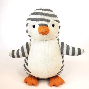 Little Jellycat Shiver Penguin Knit Plush Jingle Baby Toy 8.5" Grey White Stripe - Picture 1 of 12