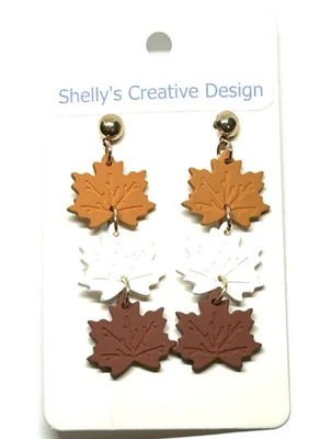 Осень осень трехцветные листья подвеской серьги из нержавеющей стали - Изображение 1 из 2