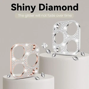 Confezione 2 Fr iPhone 15 Pro Max 15 Plus Bling Crystal Diamonds protezione obiettivo fotocamera - Foto 1 di 8