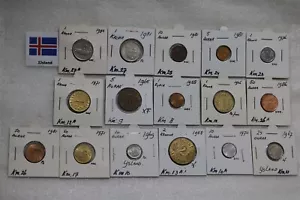 🧭 🇮🇸 ISLAND - 16 MÜNZEN SAMMLUNG B49 #2500 - Bild 1 von 3